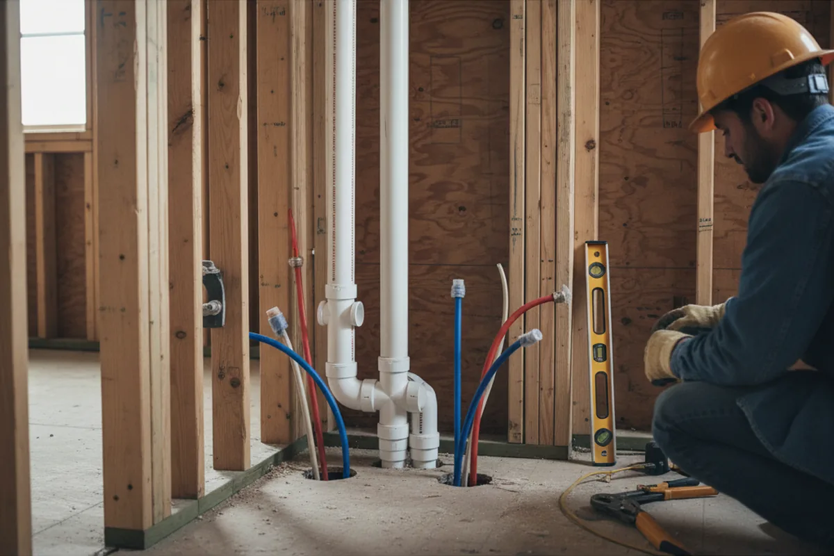 Drain and supply rough-in during Sump Pump Repair in Little Silver
